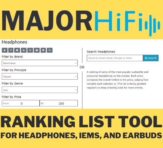 MajorHifi Ranking Tool for Headphones, IEM & Earphones