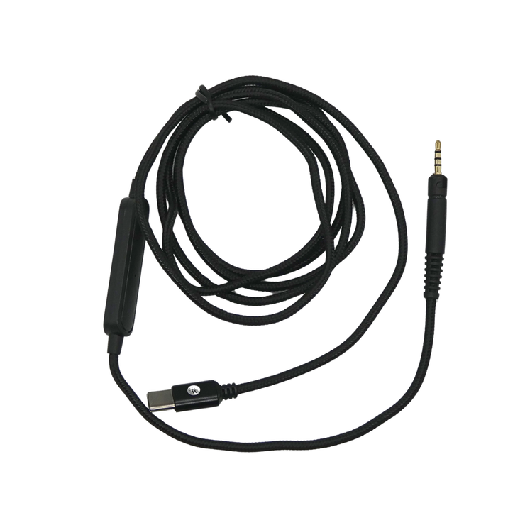 Cable de auriculares trenzado de nailon Strauss & Wagner Binche de 2,5 mm con cierre giratorio a USB-C con micrófono para Sennheiser HD518/HD558/HD598/HD599/HD579