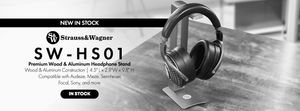 Shop the Strauss & Wagner SW-HS01 Premium Wood and Aluminum Headphone Stand New In Stock at Audio46