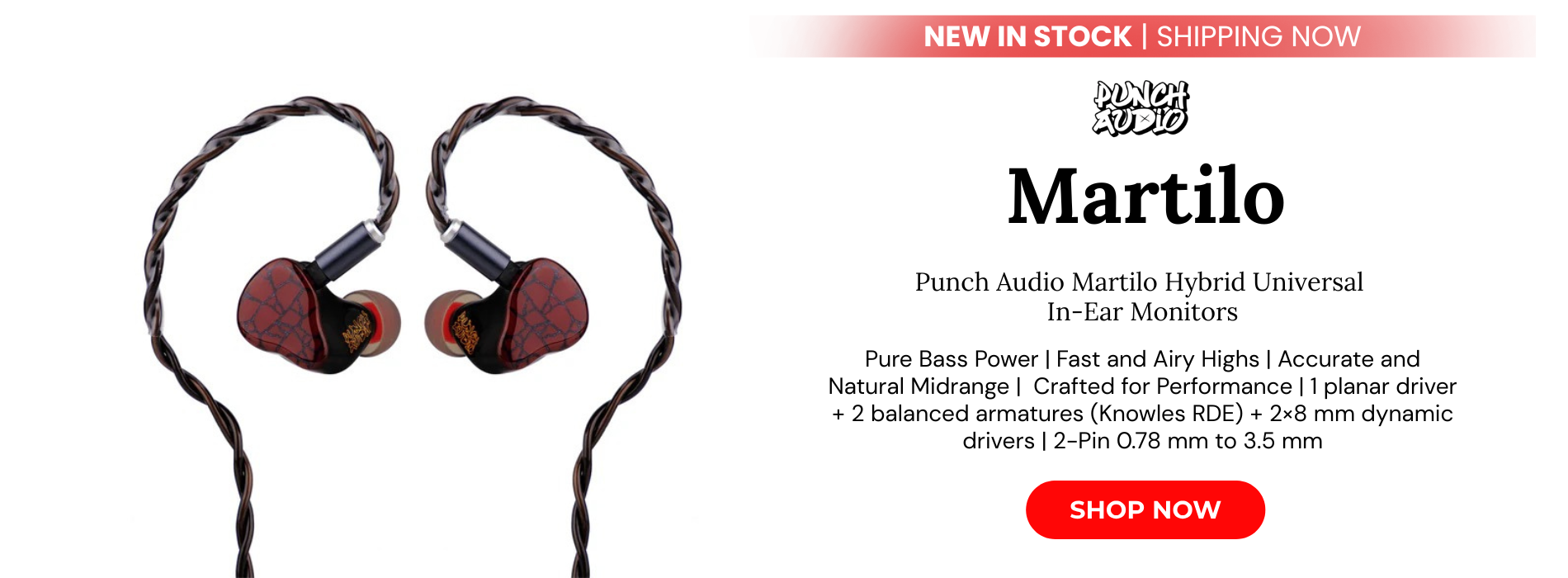 Punch audio martilo hybrid universal in ear monitors