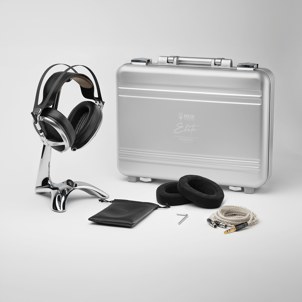 Meze ELITE Headphones and Manta Chrome Stand Limited Winter