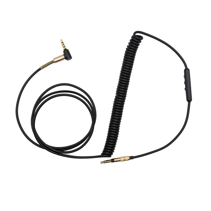 Strauss & Wagner Dakar 3.5mm to L-Shape 3.5mm Coiled Headphone Cable With Microphone for SONY WH-1000XM3/XM4/XM5/XM6, Skullcandy Crusher/HESH 2.0, Philips SHP9500/9600