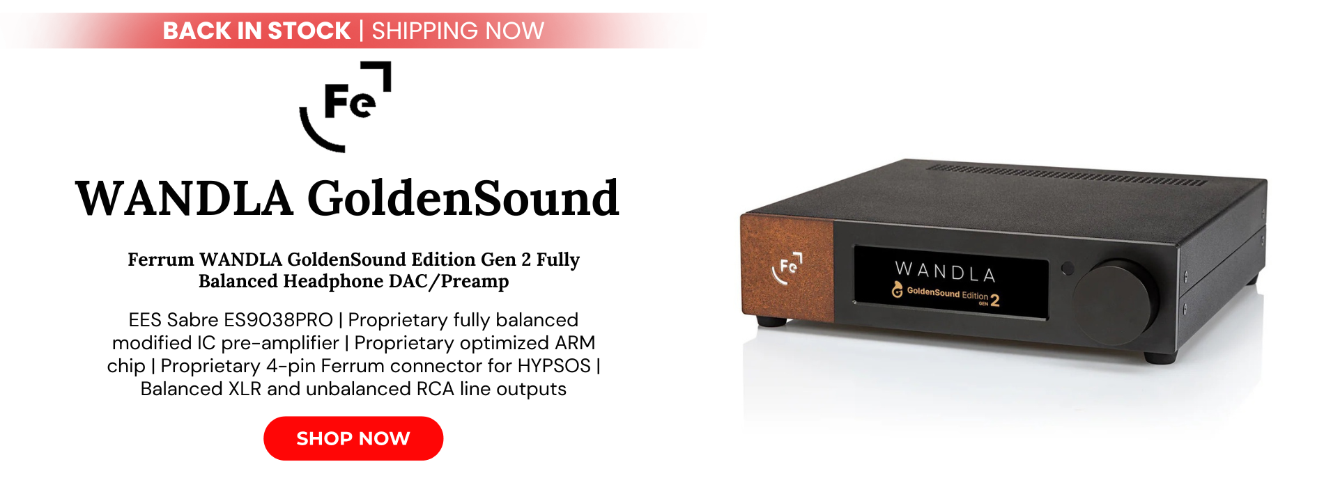 Ferrum wandla goldensound edition gen 2 fully balanced headphone dac preamp