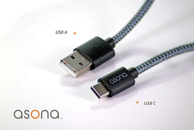 Asona USB A to USB C Audio and Data Braided Cable 3 Pack