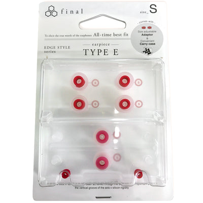 Final Audio - Kit de puntas transparentes/rojas de silicona tipo E con estuche y adaptador de boquilla