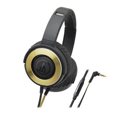 Audio-Technica ATH-WS550iS Black/Gold Solid Bass with In-Line Controls